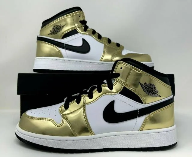 Nike Air Jordan Retro I 1 Mid SE Metallic Gold Black Whi...