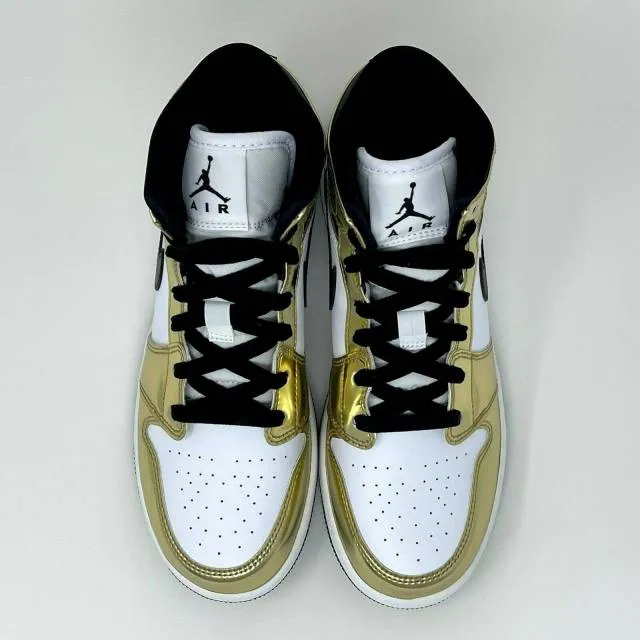 Nike Air Jordan Retro I 1 Mid SE Metallic Gold Black Whi...