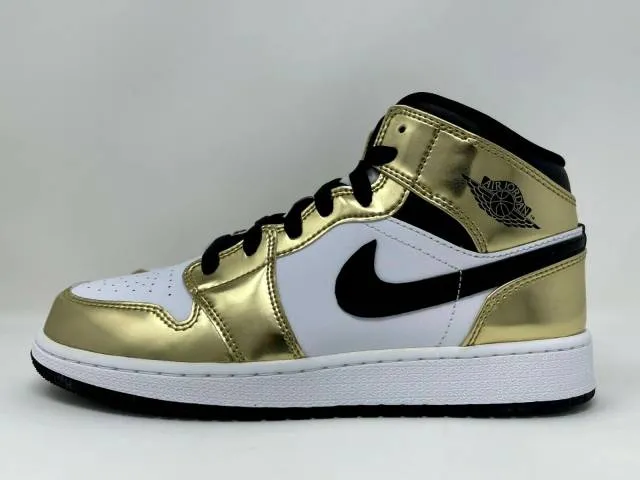 Nike Air Jordan Retro I 1 Mid SE Metallic Gold Black Whi...