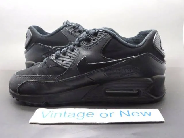 Nike air max '90 black dark grey running gs 307793-091 sz 5y