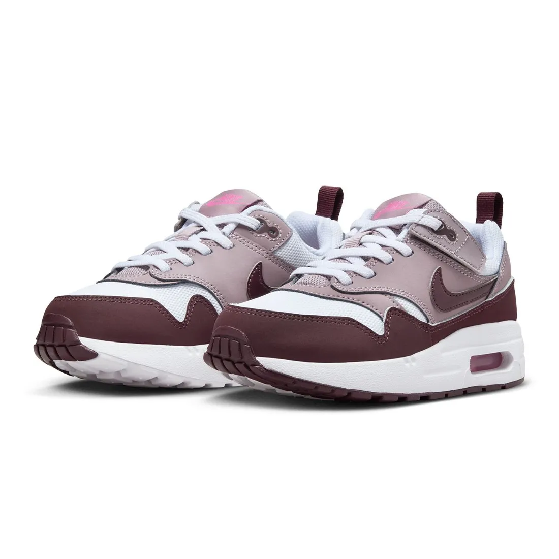 Nike Little Kids Air Max 1 Easyon (white / burgundy crush-lt violet ore)