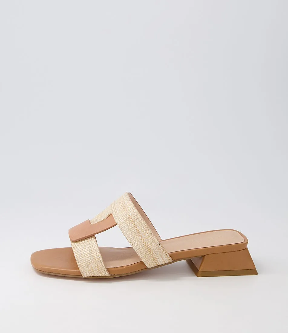 NUDE Lorelei Natural Leather Raffia Sandals