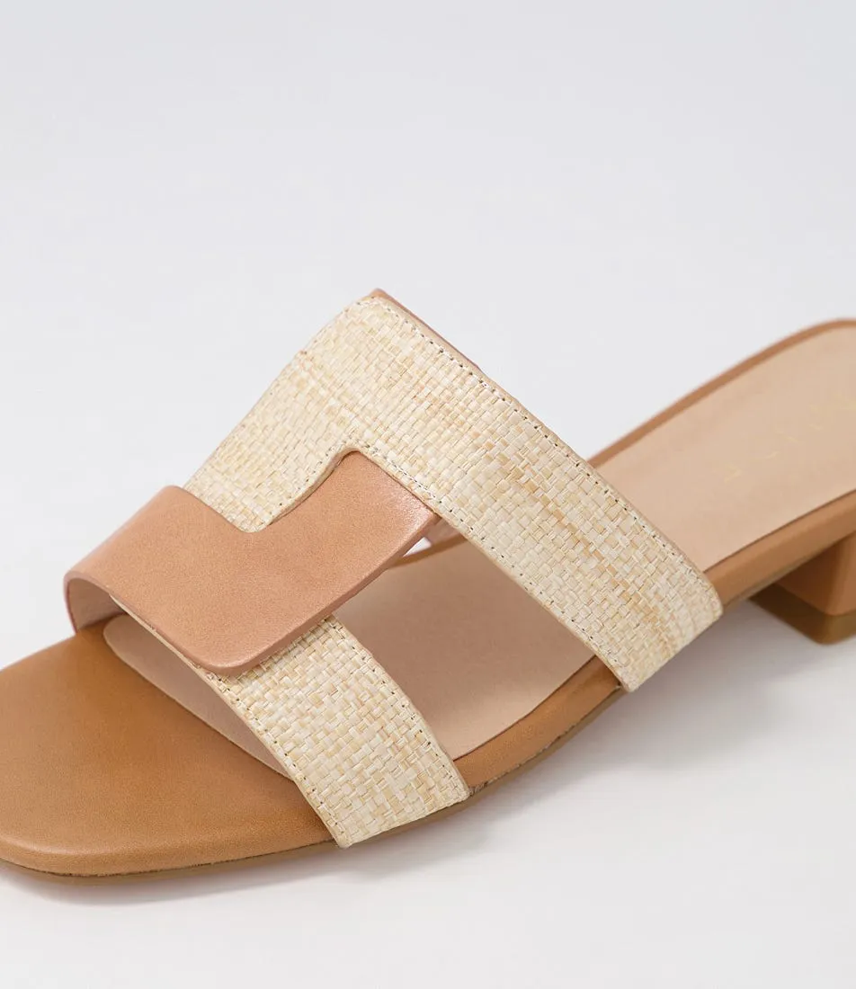 NUDE Lorelei Natural Leather Raffia Sandals