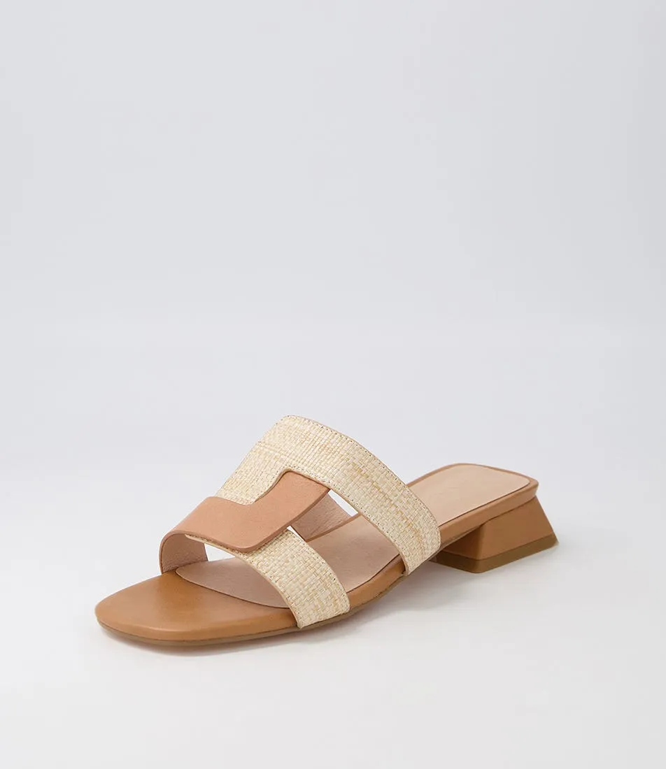 NUDE Lorelei Natural Leather Raffia Sandals