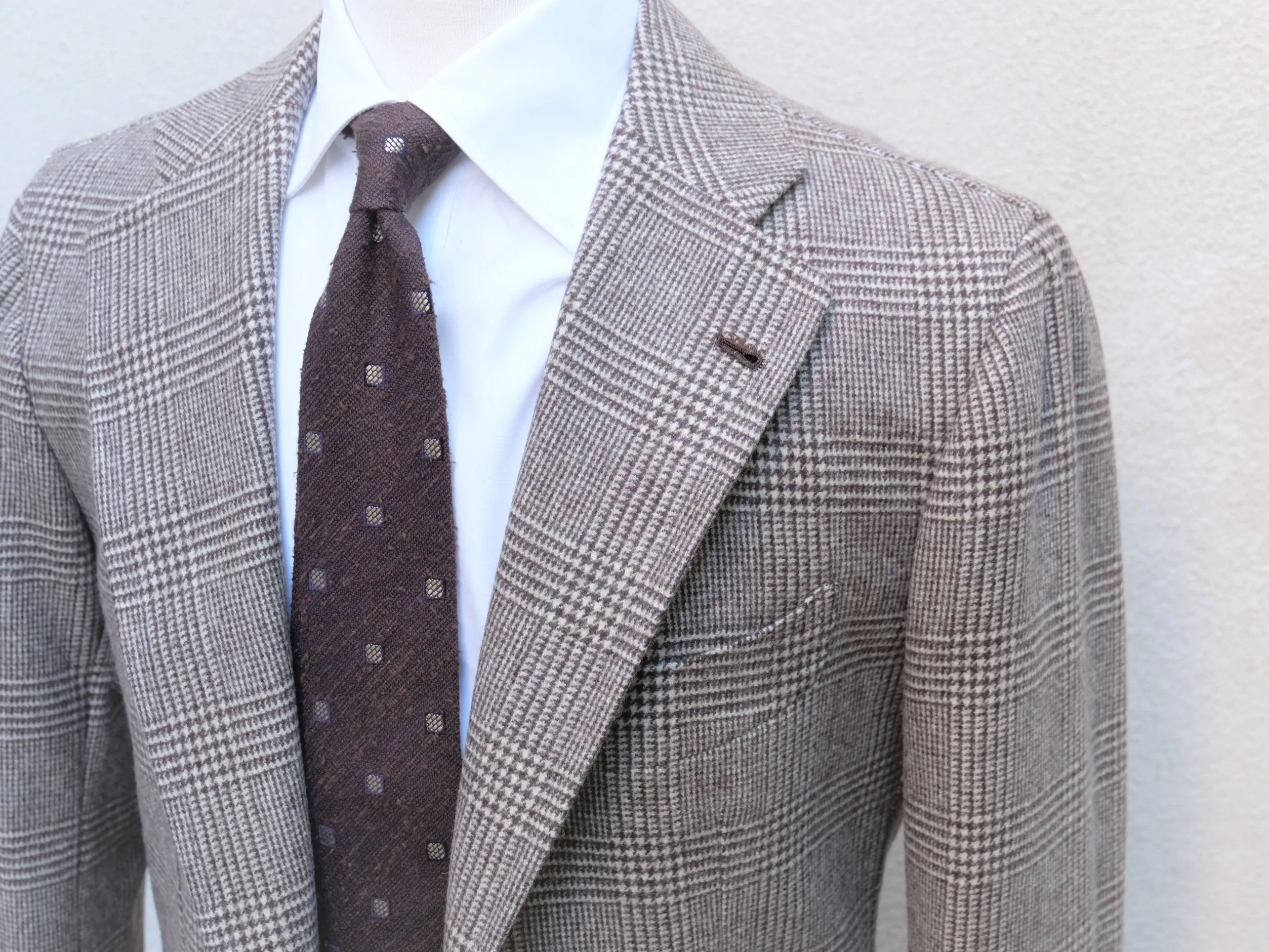 Orazio Luciano Jacket in Brown Prince of Wales Tweed (Fox Brothers)