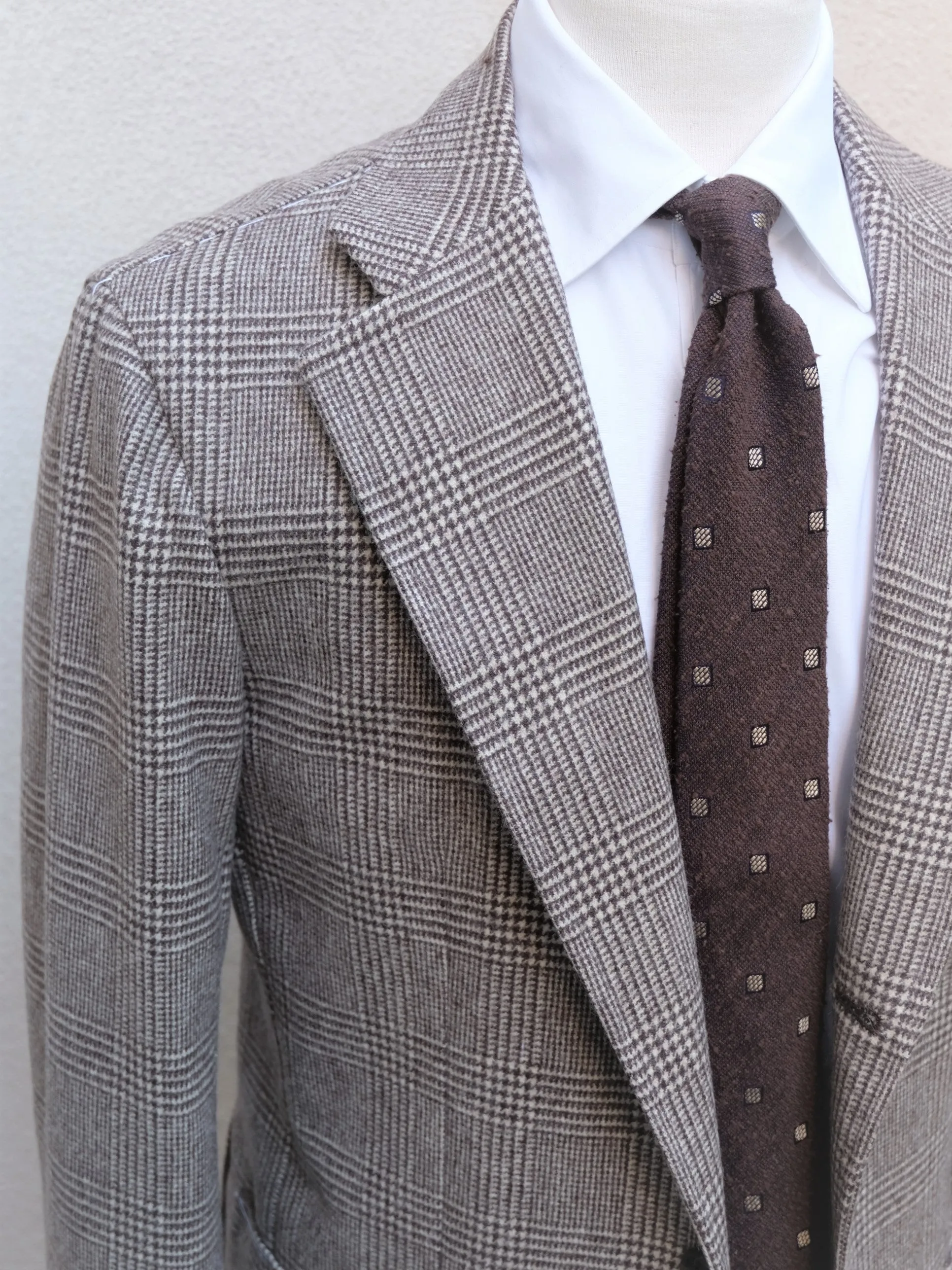 Orazio Luciano Jacket in Brown Prince of Wales Tweed (Fox Brothers)