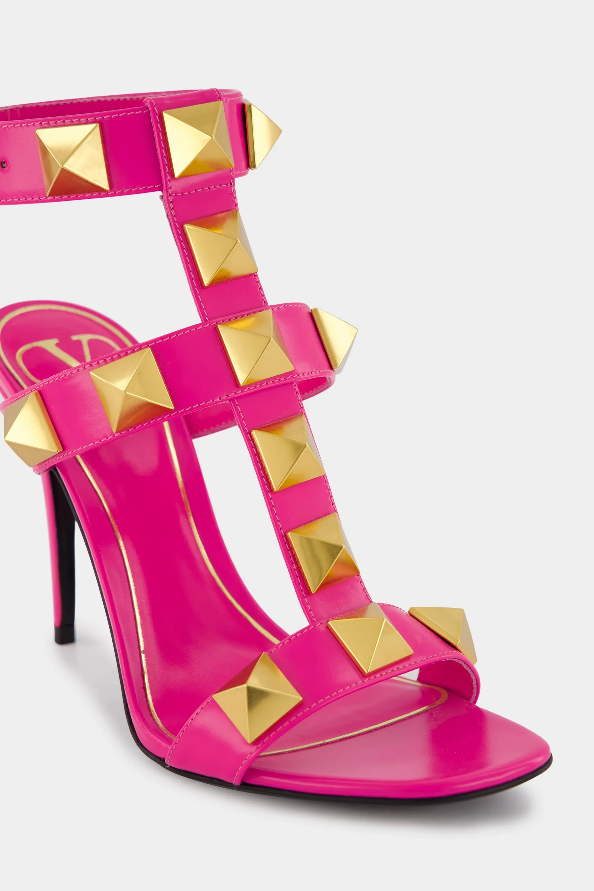 Pink Roman Stud High-Heel Sandals