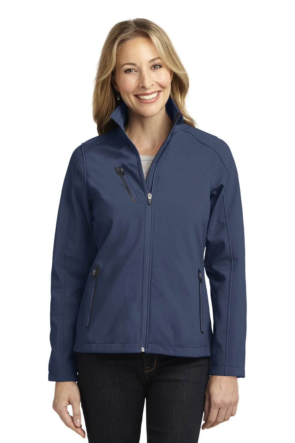 Port Authority Ladies Welded Soft Shell Jacket L324 Dress Blue Navy