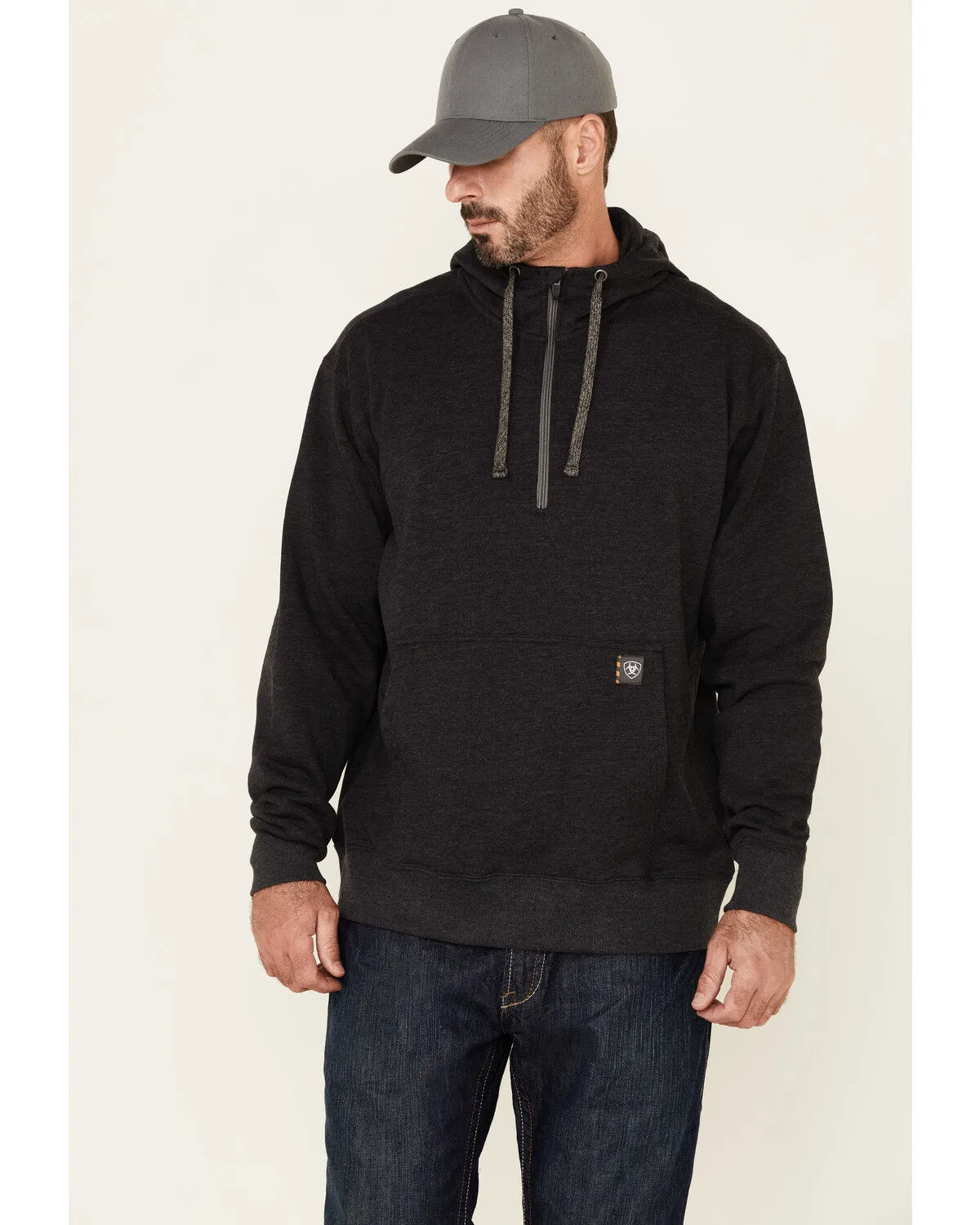 Product Name:  Ariat Men's Charcoal Rebar Workman 1/4 Zip Front Work Hooded Pullover