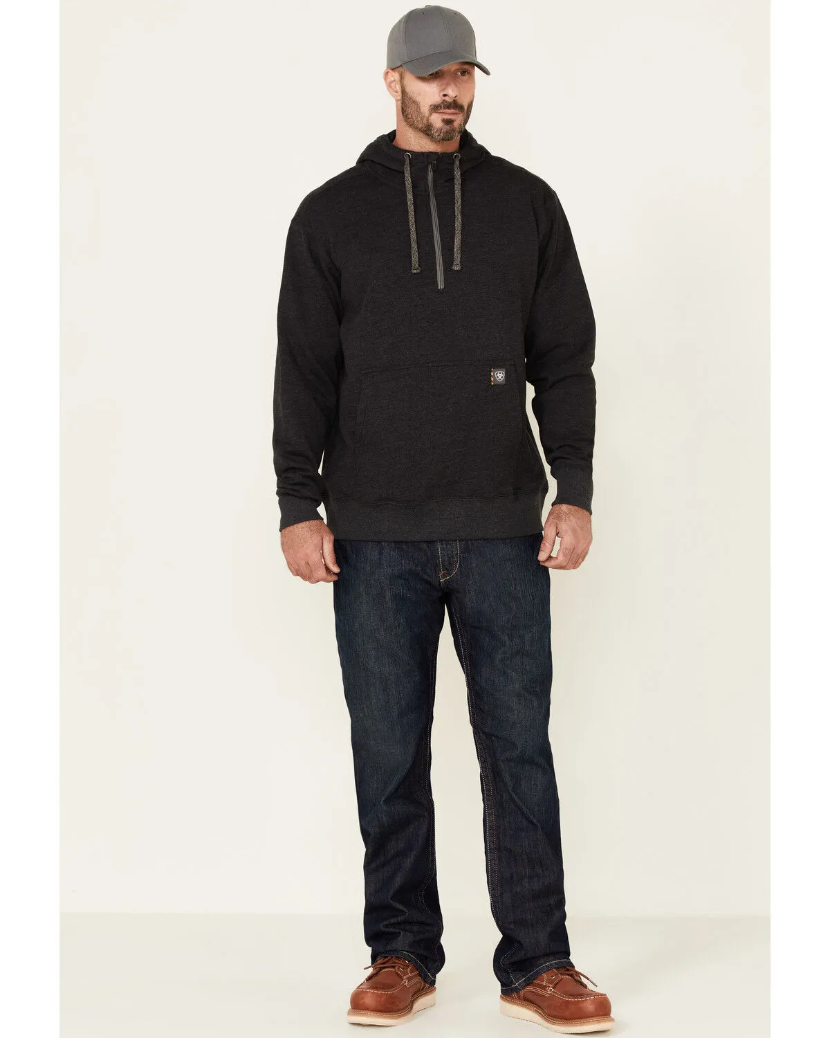 Product Name:  Ariat Men's Charcoal Rebar Workman 1/4 Zip Front Work Hooded Pullover