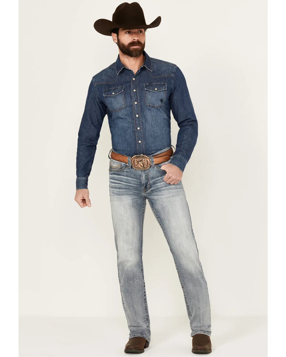 Product Name:  Cody James Men's Light Wash Stampede Slim Straight Stretch Denim Jeans