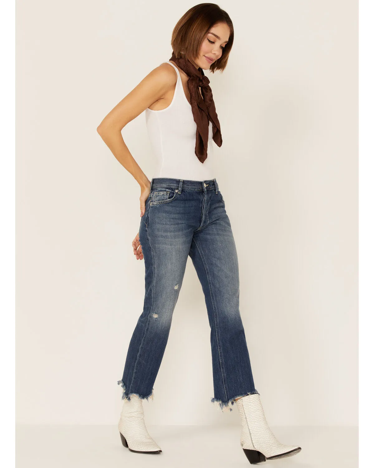 Product Name:  Free People Women's Mid Rise Crop Straight Jeans