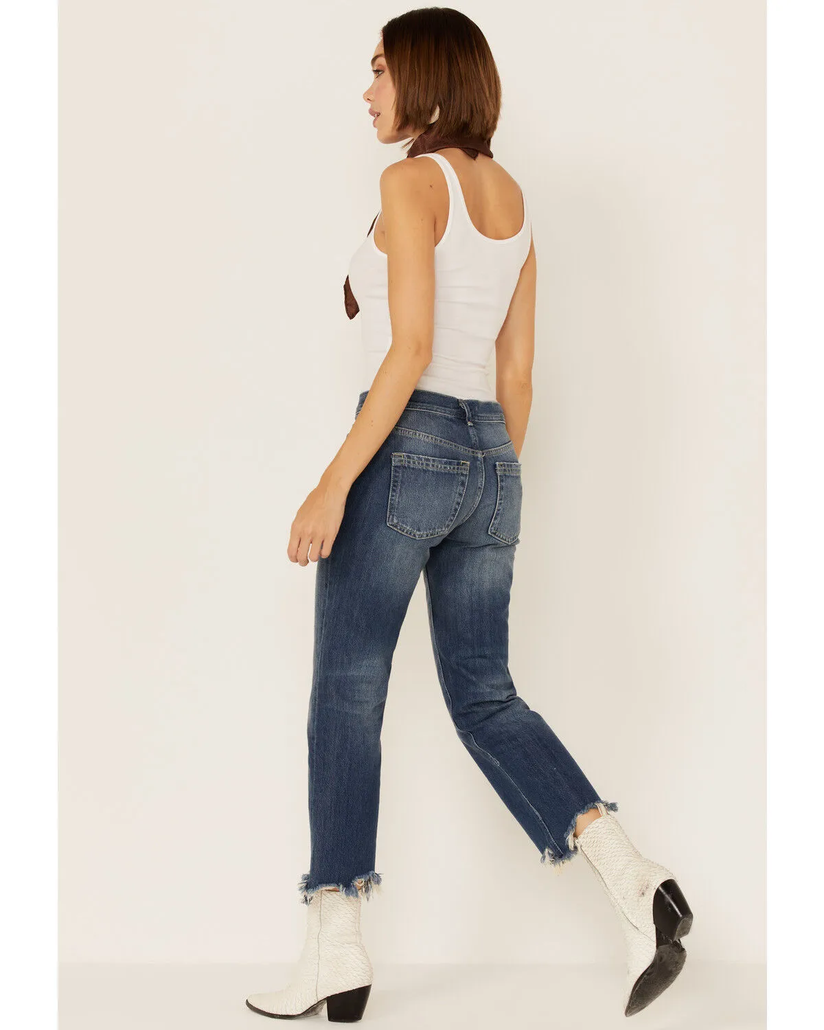 Product Name:  Free People Women's Mid Rise Crop Straight Jeans