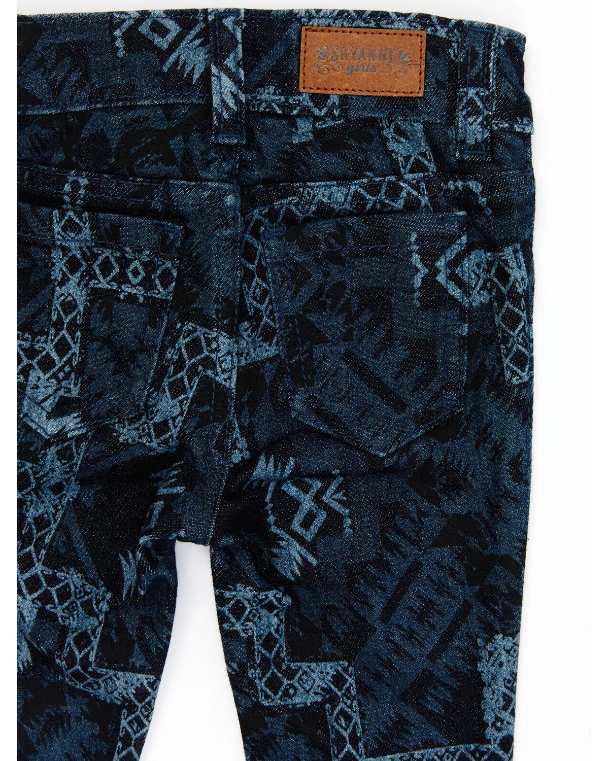 Product Name:  Shyanne Toddler Girls' Dark Wash Allover Printed Flare Jeans