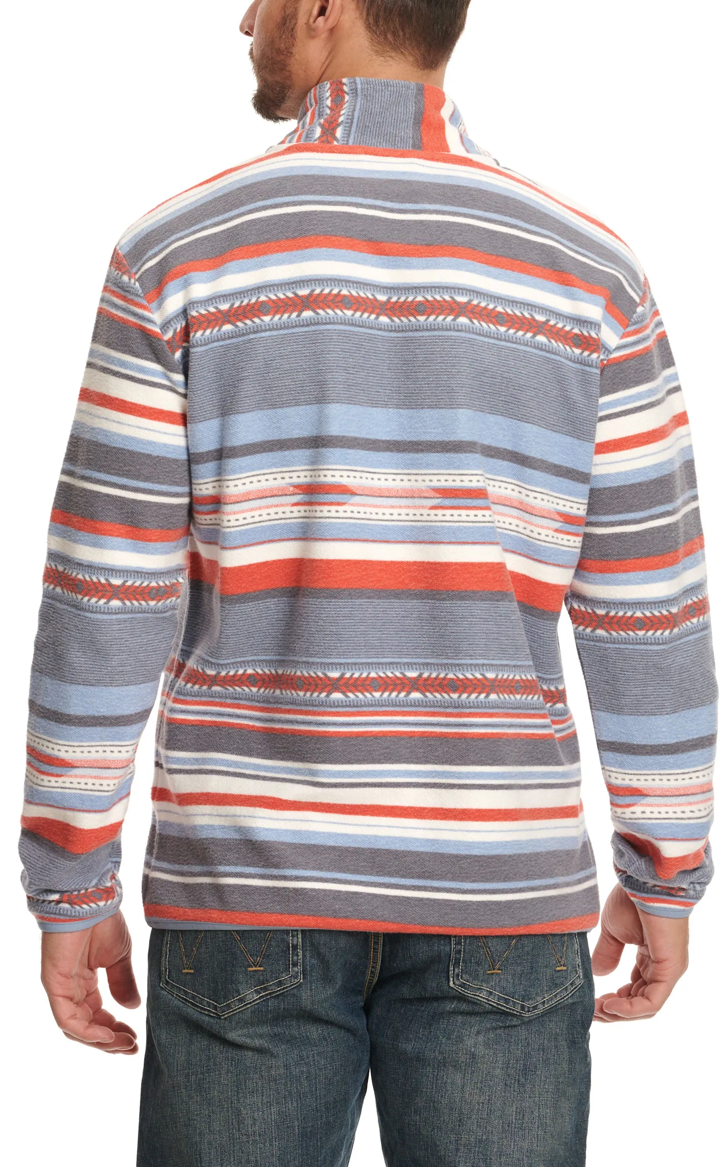 Rafter C Red Dirt Collection Men's Cornflower Blue & Tomato Red Aztec Print 1/4 Zip Pullover