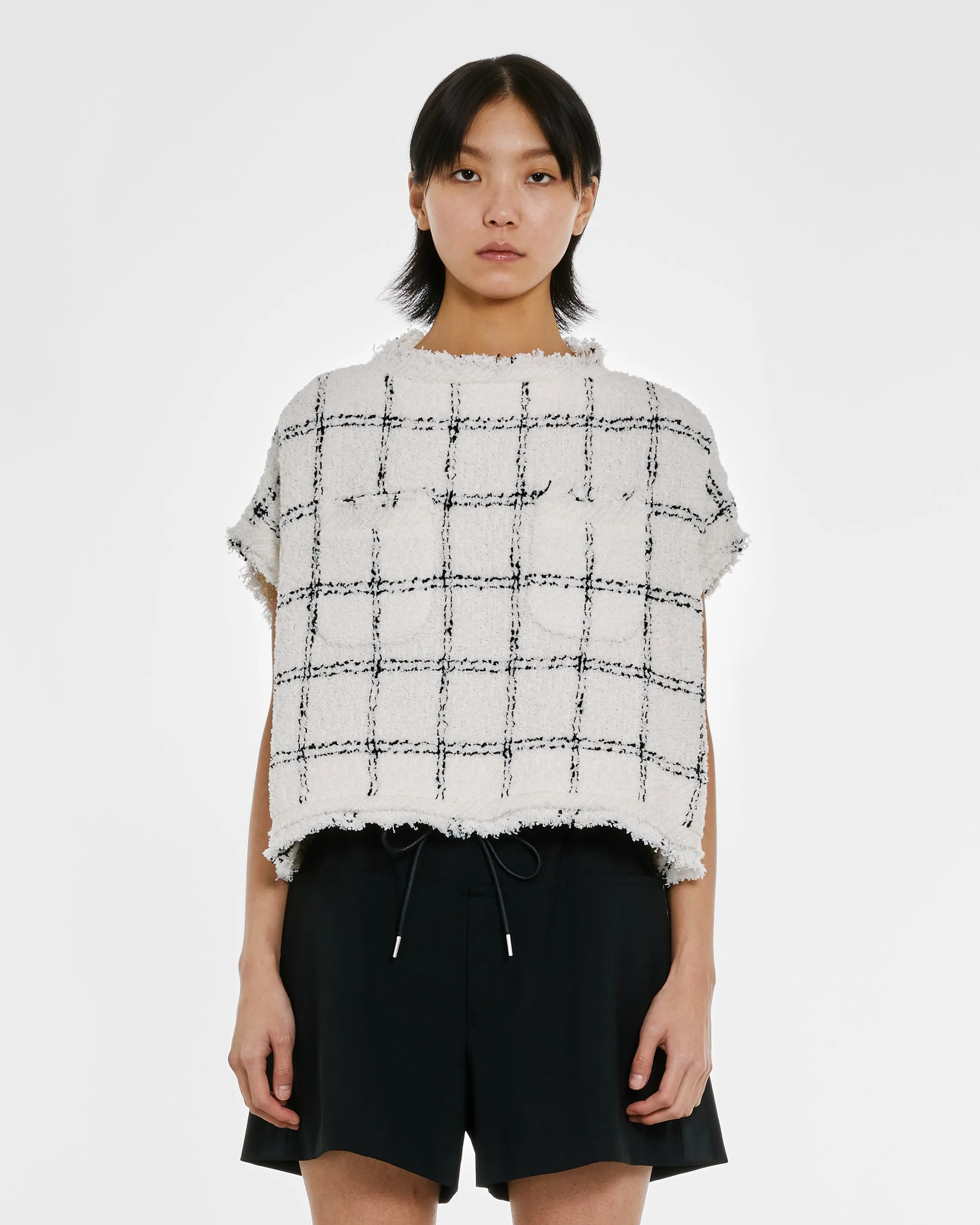 sacai Women's Tweed Pullover  Off White