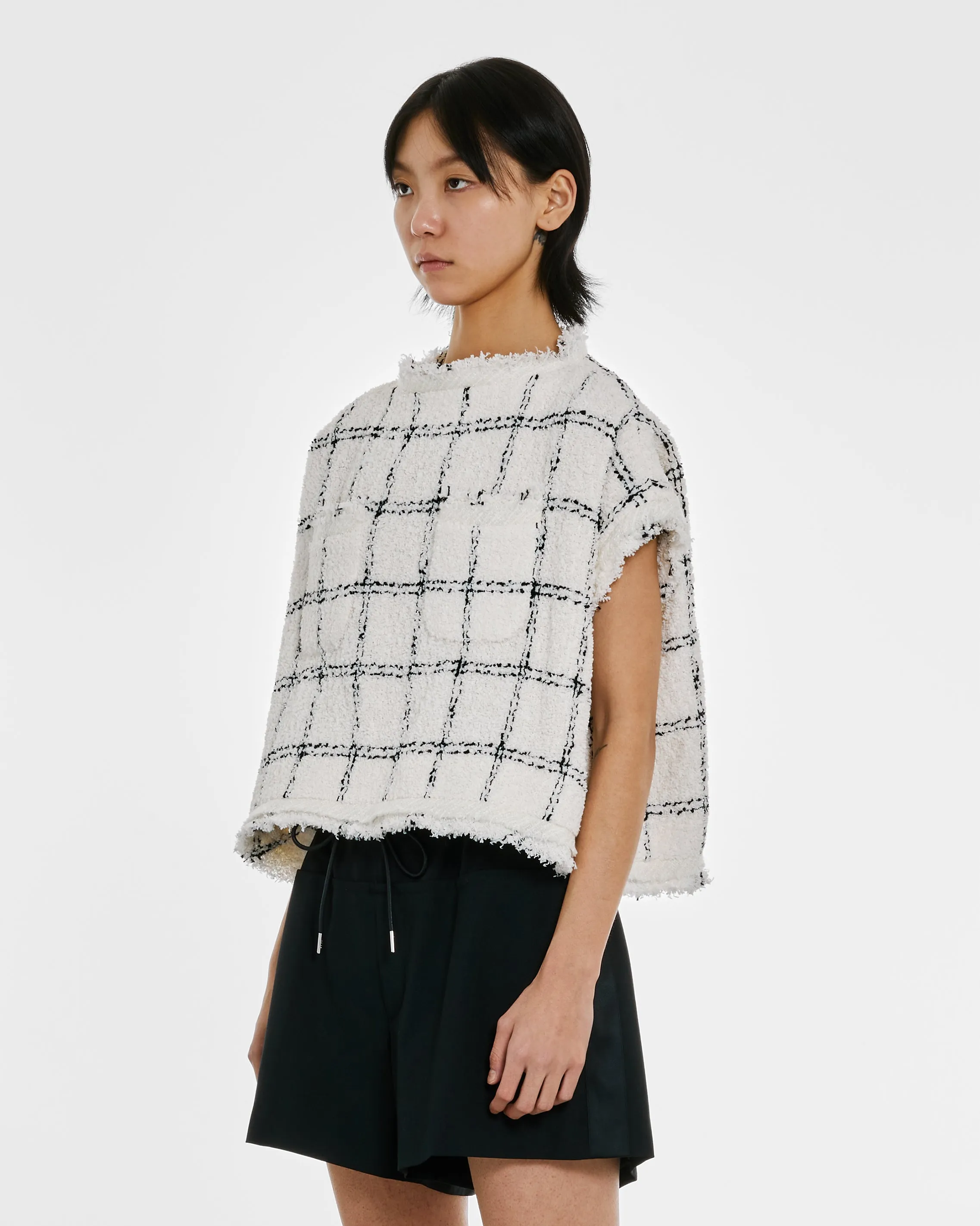 sacai Women's Tweed Pullover  Off White