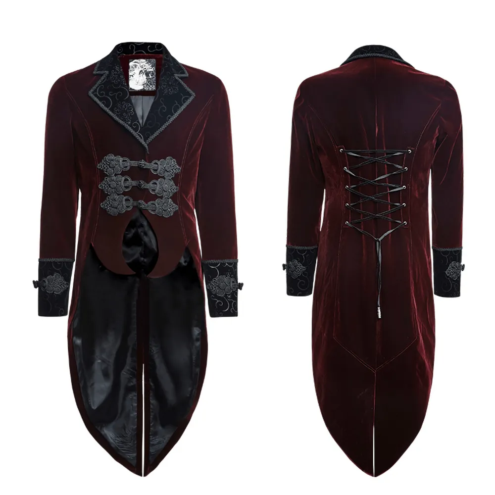 SALE of Wine Red Gothic Jacket with Classical Tailcoat Design - UK