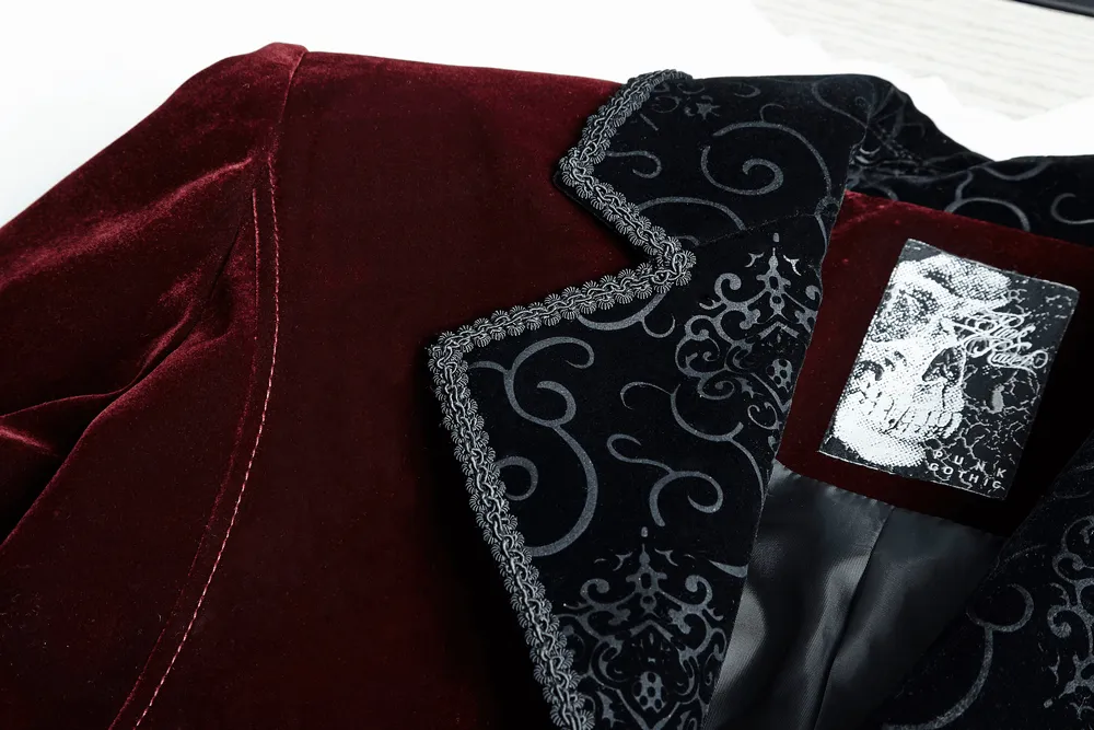 SALE of Wine Red Gothic Jacket with Classical Tailcoat Design - UK