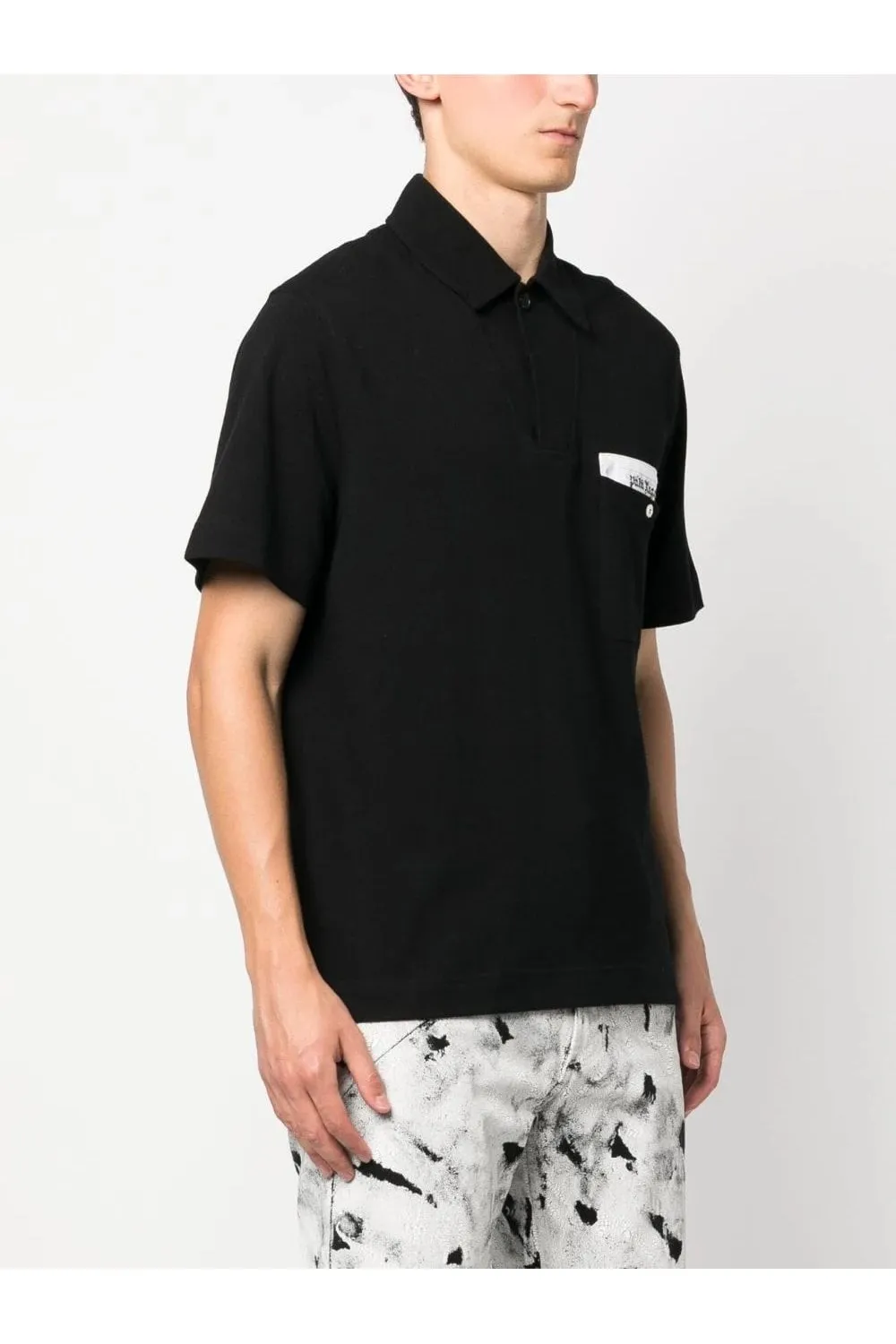 Sartorial Tape Button Polo Black