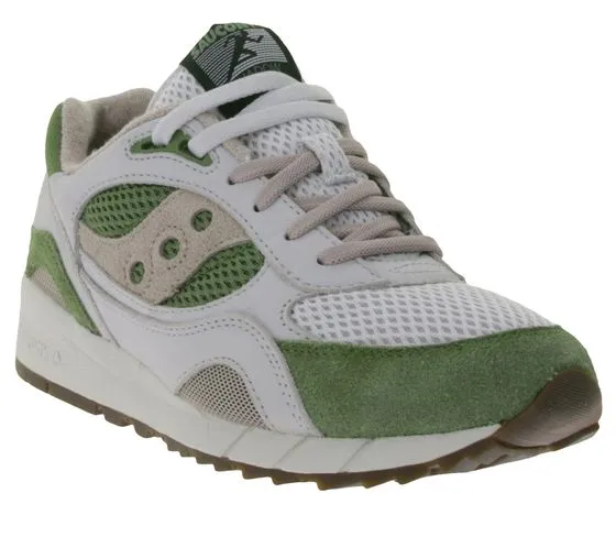 Saucony Shadow 600 Zapatos de cuero genuino para hombre con entresuela de EVA Zapatillas retro con cordones S70779-1 Verde/Blanc