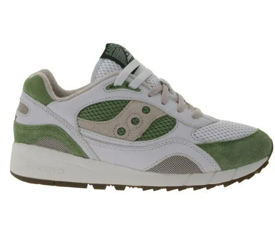 Saucony Shadow 600 Zapatos de cuero genuino para hombre con entresuela de EVA Zapatillas retro con cordones S70779-1 Verde/Blanc