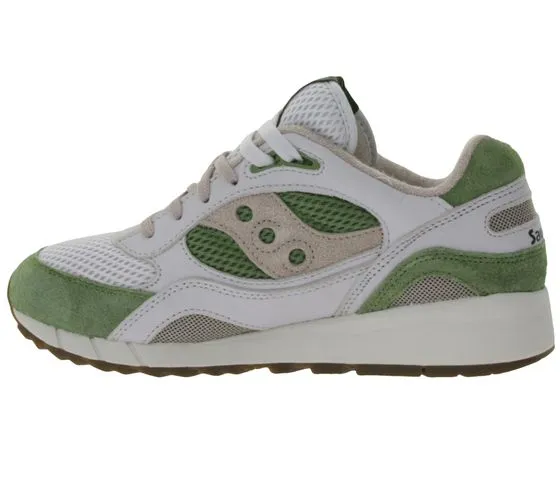 Saucony Shadow 600 Zapatos de cuero genuino para hombre con entresuela de EVA Zapatillas retro con cordones S70779-1 Verde/Blanc