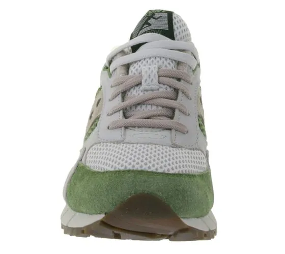 Saucony Shadow 600 Zapatos de cuero genuino para hombre con entresuela de EVA Zapatillas retro con cordones S70779-1 Verde/Blanc