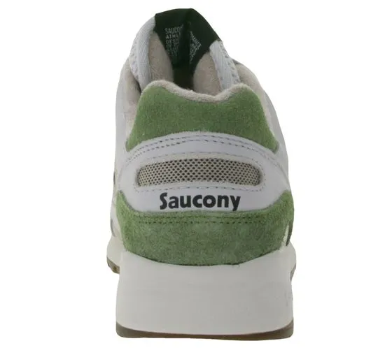 Saucony Shadow 600 Zapatos de cuero genuino para hombre con entresuela de EVA Zapatillas retro con cordones S70779-1 Verde/Blanc