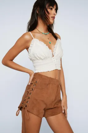 Shorts | Real Suede Lace Up Side Shorts | NastyGal