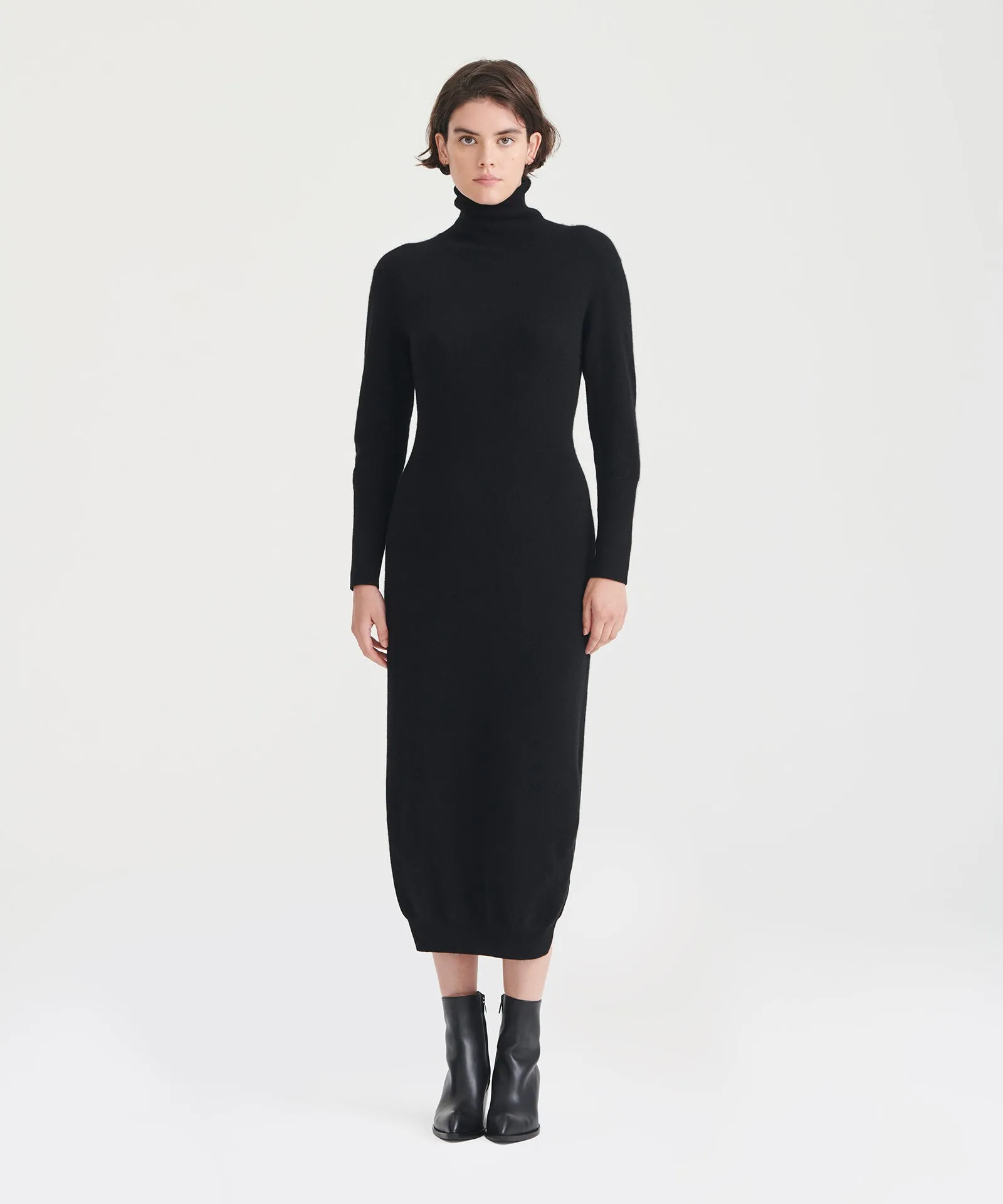 Signature Cashmere Turtleneck Dress with Slits