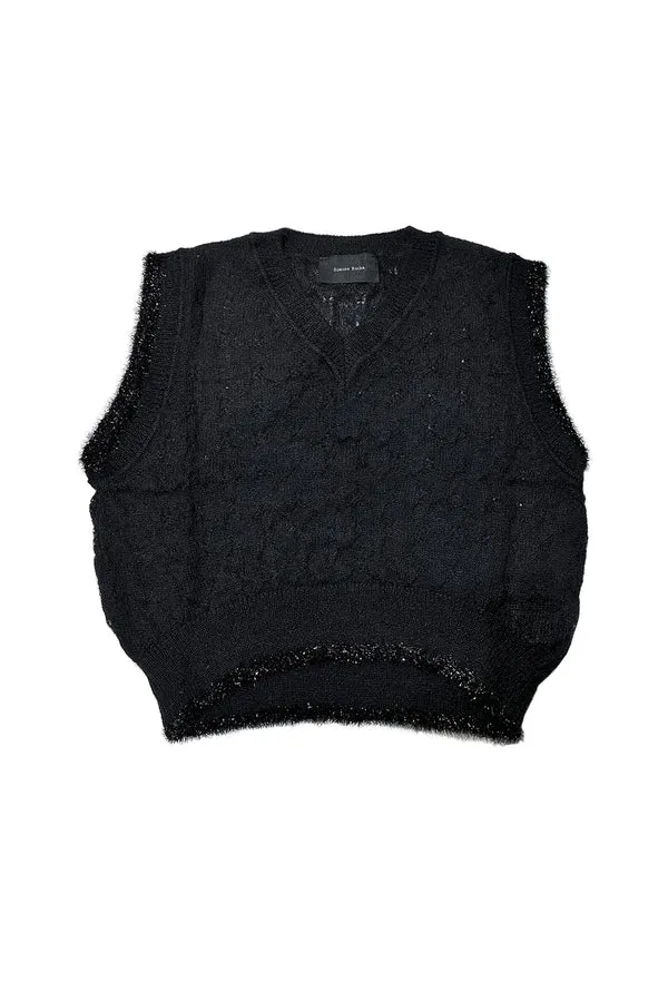 Simone Rocha   KNIT VEST WITH TINSEL TRIM IN BLACK, SS24