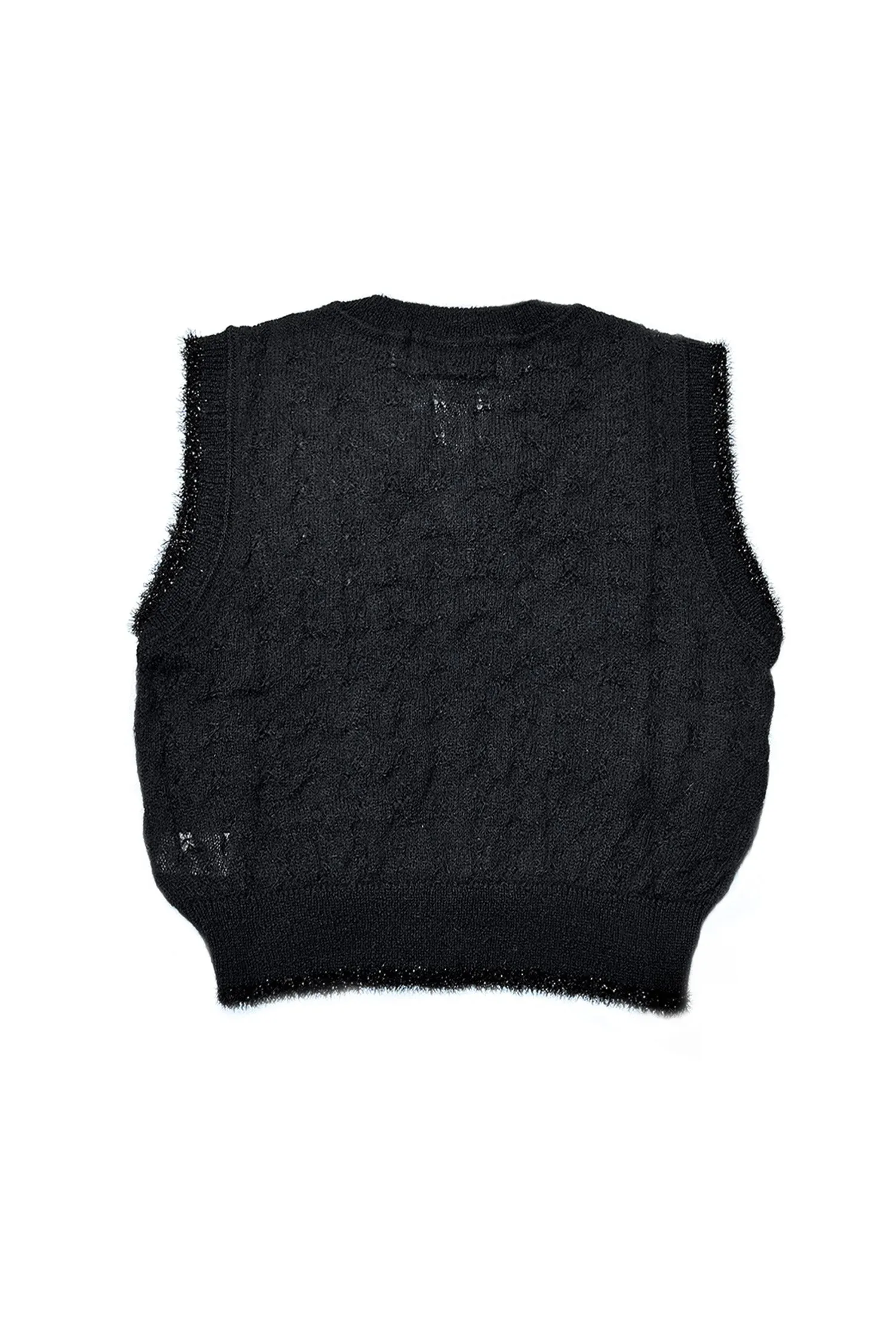 Simone Rocha   KNIT VEST WITH TINSEL TRIM IN BLACK, SS24