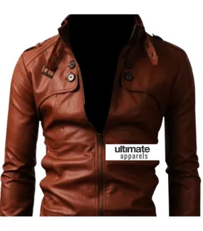 Slim Fit Button Pocket Light Brown Jacket For Men Sale