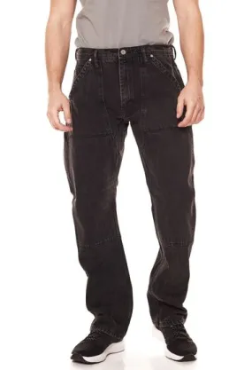 STONES Mr. Reeves Jeans Worker da Uomo Pantaloni Funzionali Lavati con Nodo 10013 10048 Nero