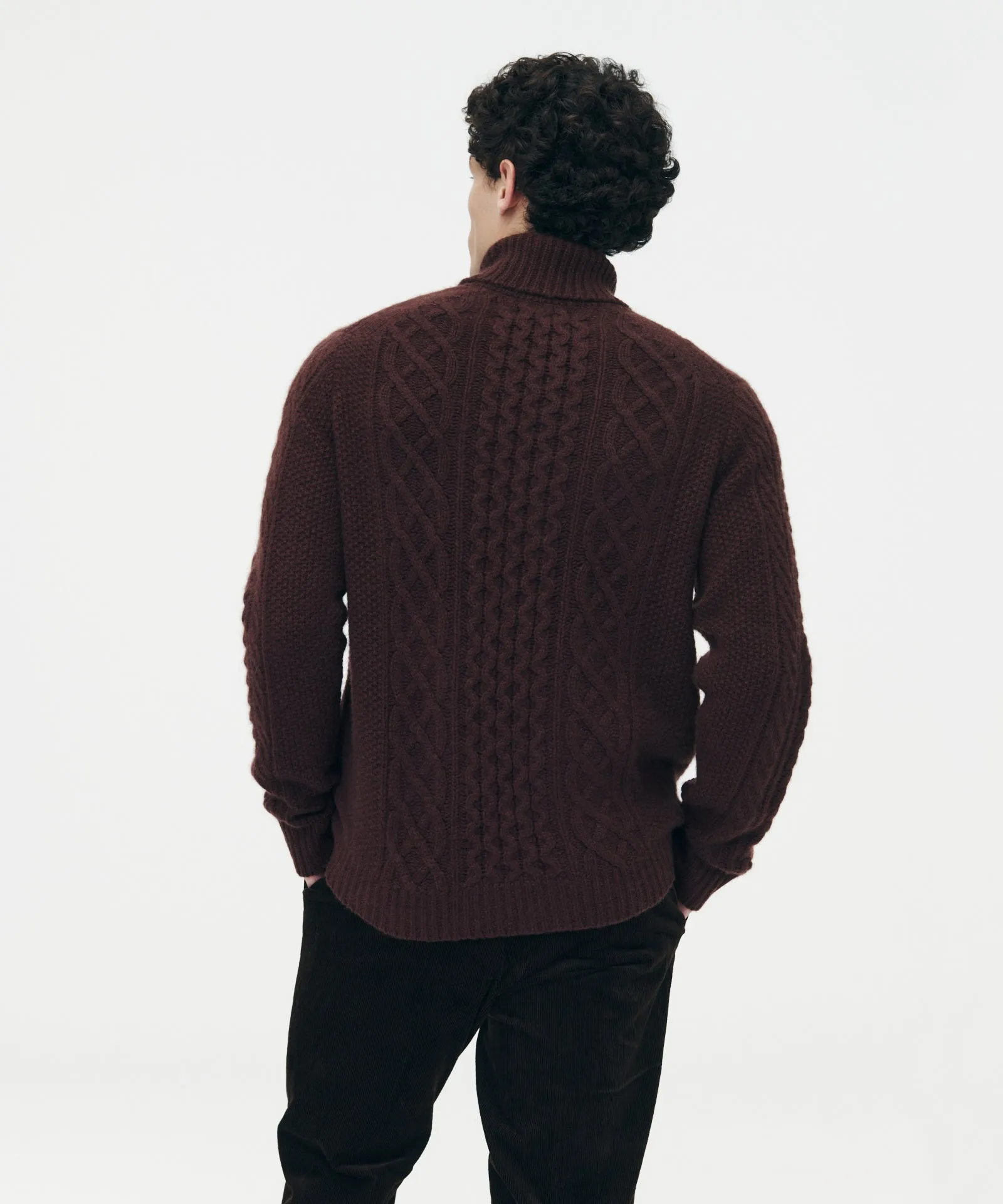 Super Luxe Cashmere Fisherman Cable Turtleneck