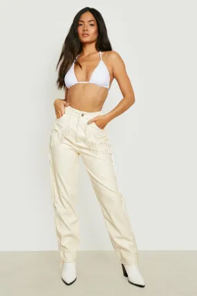 Tassel Detail Pu Straight Leg Pants