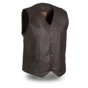 Texan Lightweight Black Leather Vest