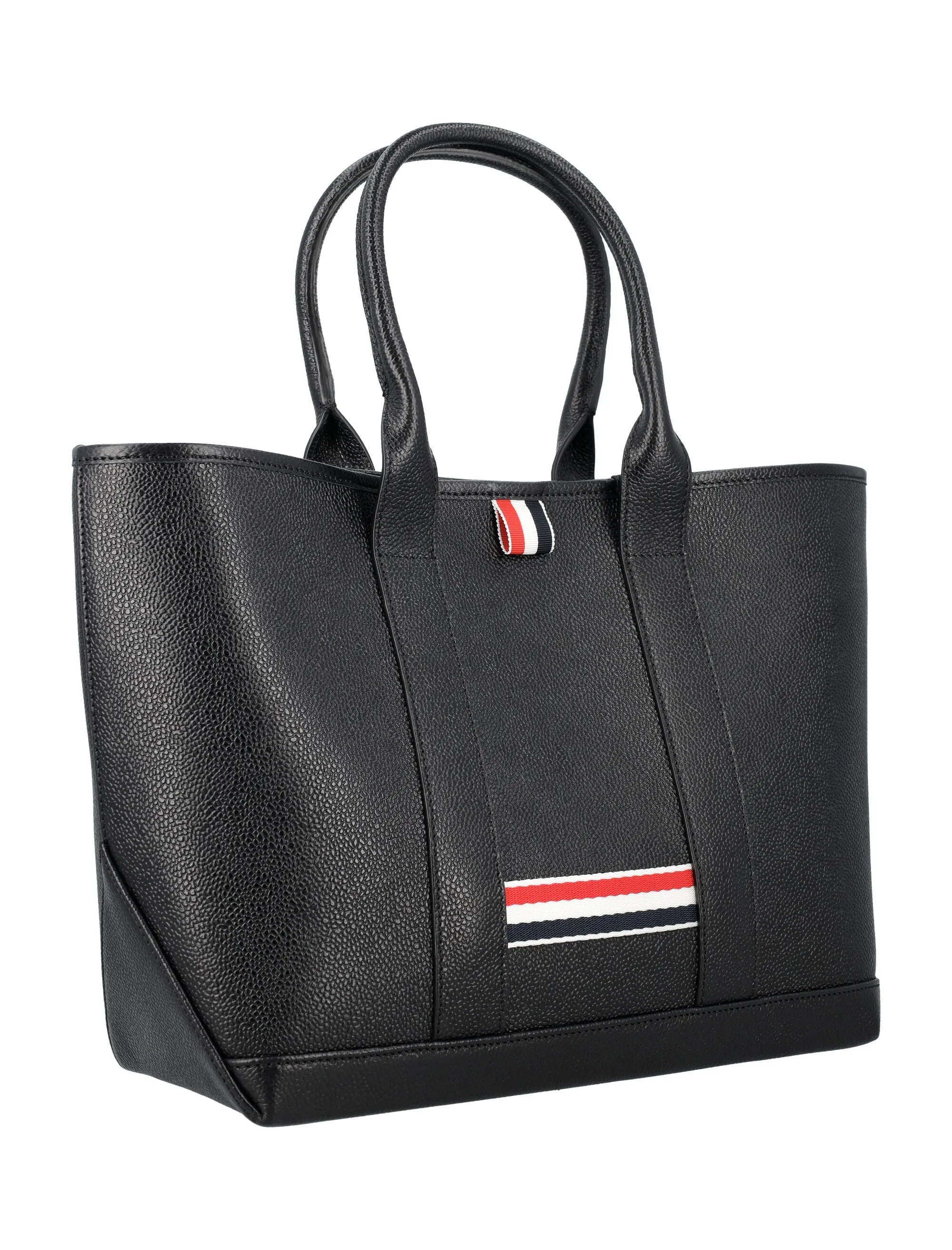 THOM BROWNE Elegant Tricolor Mini Tote Handbag - 25.5cm x 31cm x 12cm