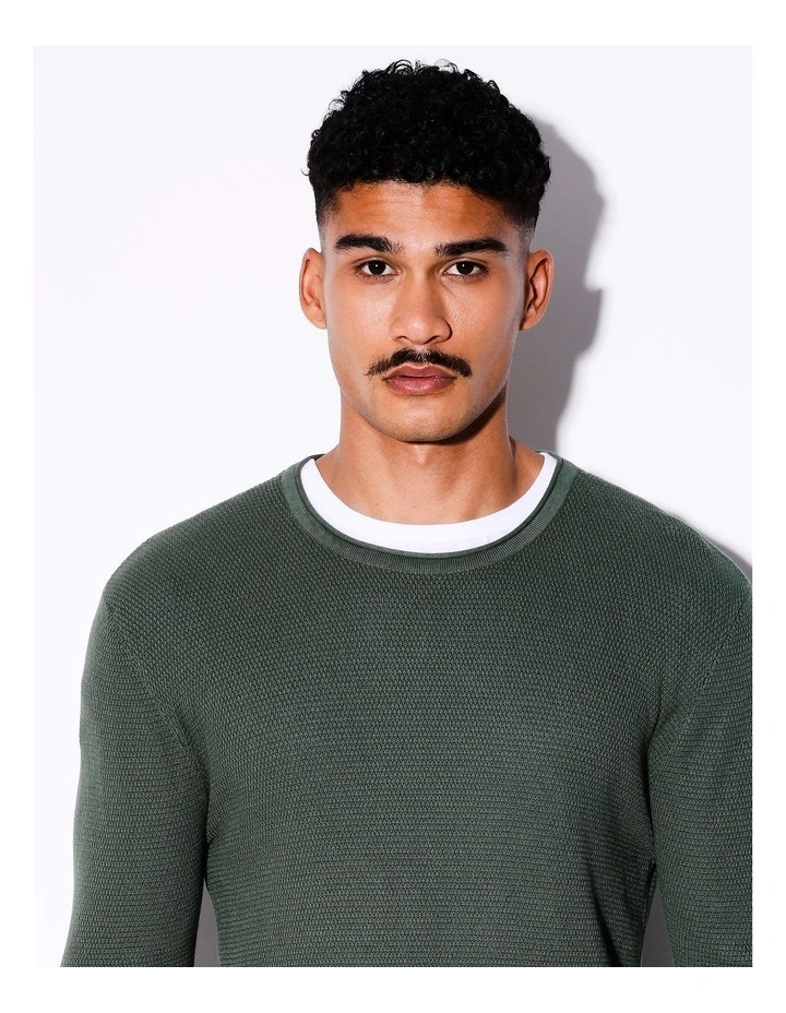 Tomas Textured Knit Pullover in Green