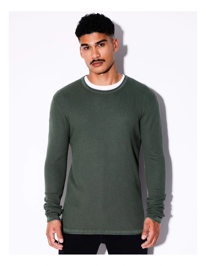 Tomas Textured Knit Pullover in Green