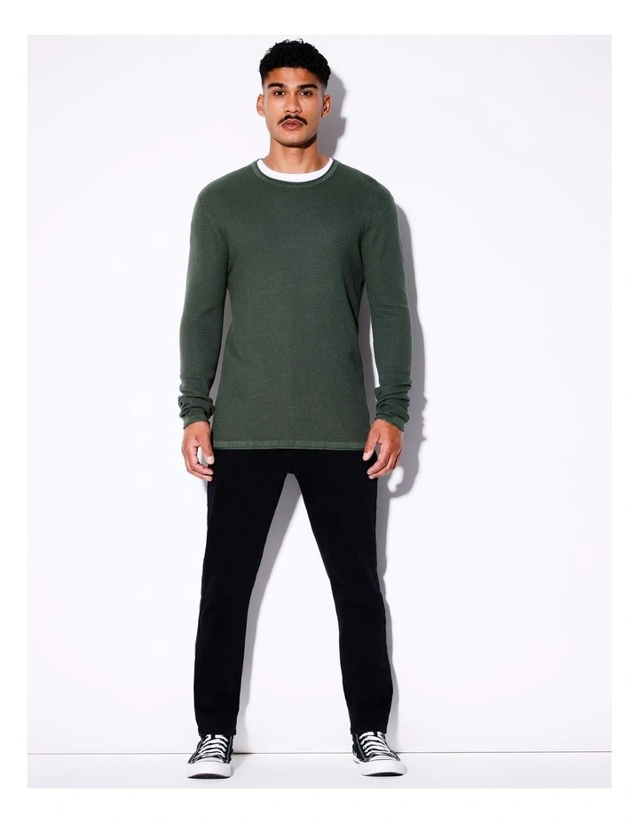 Tomas Textured Knit Pullover in Green