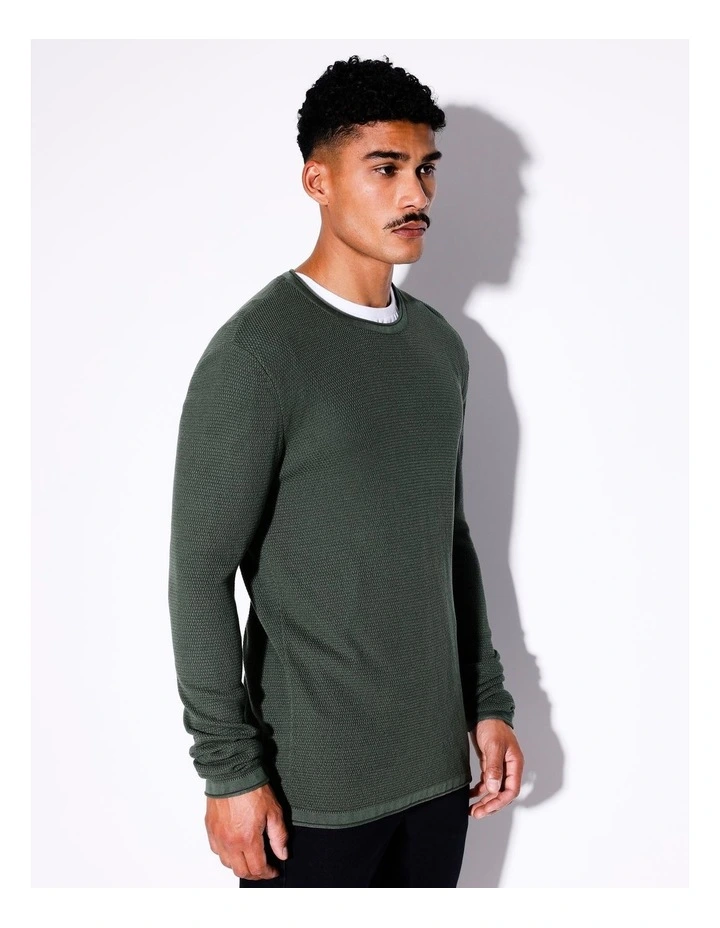 Tomas Textured Knit Pullover in Green