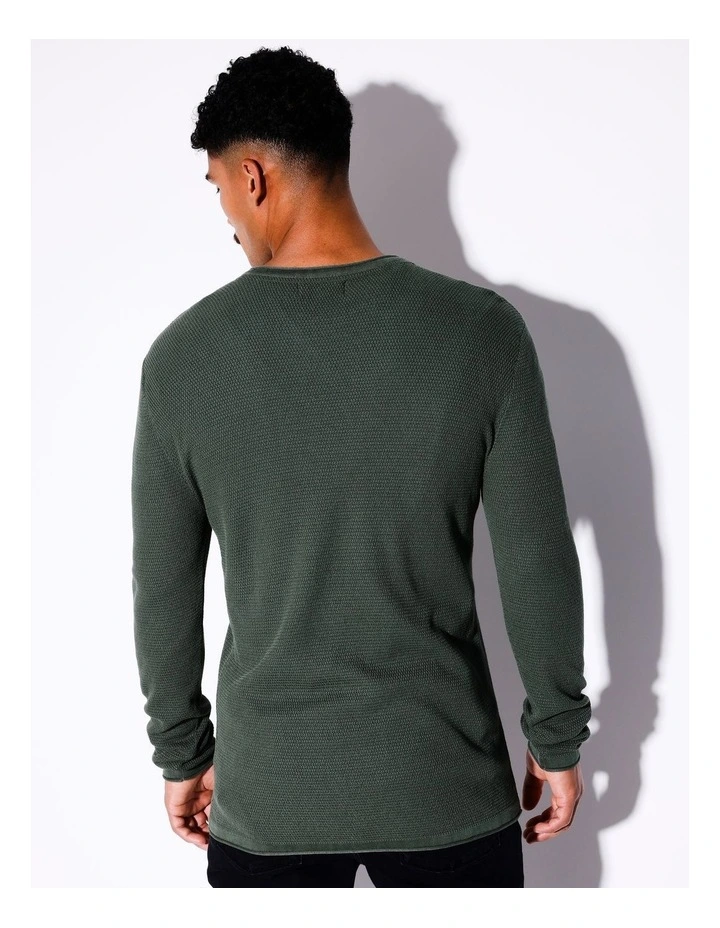 Tomas Textured Knit Pullover in Green