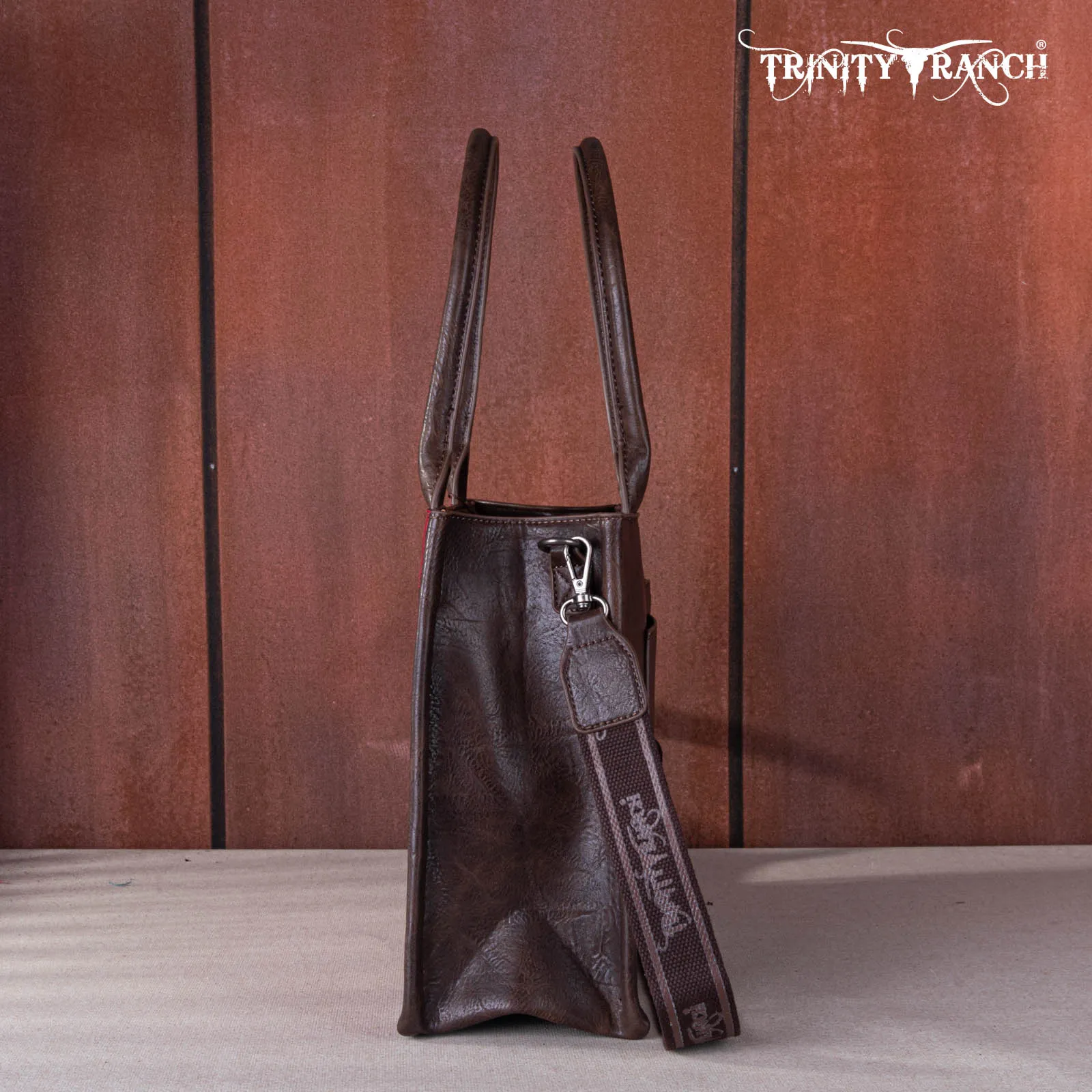 TR169G-8119S   Trinity Ranch Hair On Cowhide Concealed Carry Tote - Coffee