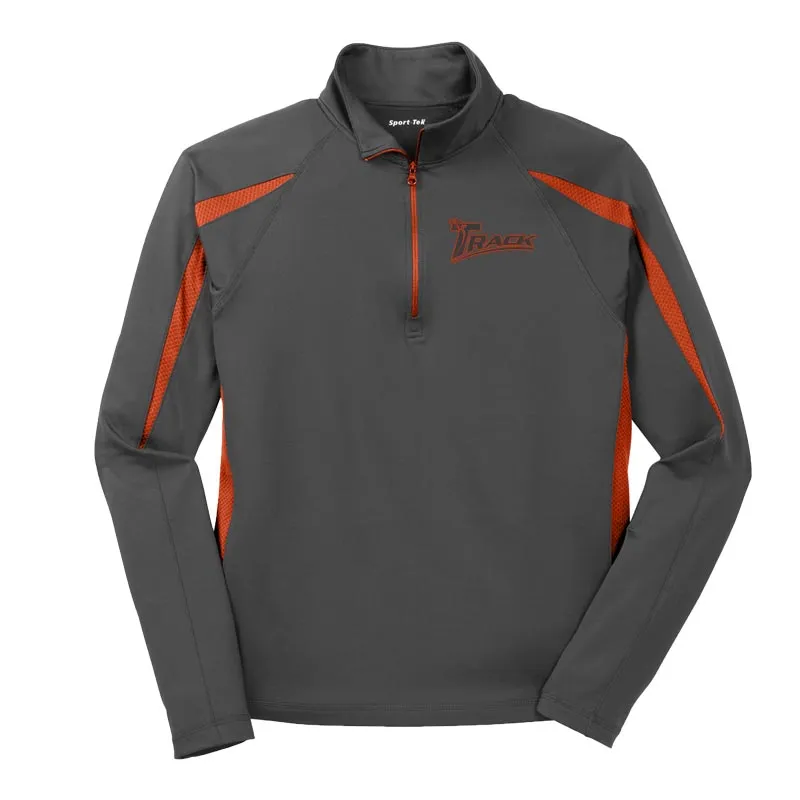 Track Grey Orange Coolwick Sport-Wick Stretch 1/2-Zip Colorblock Pullover