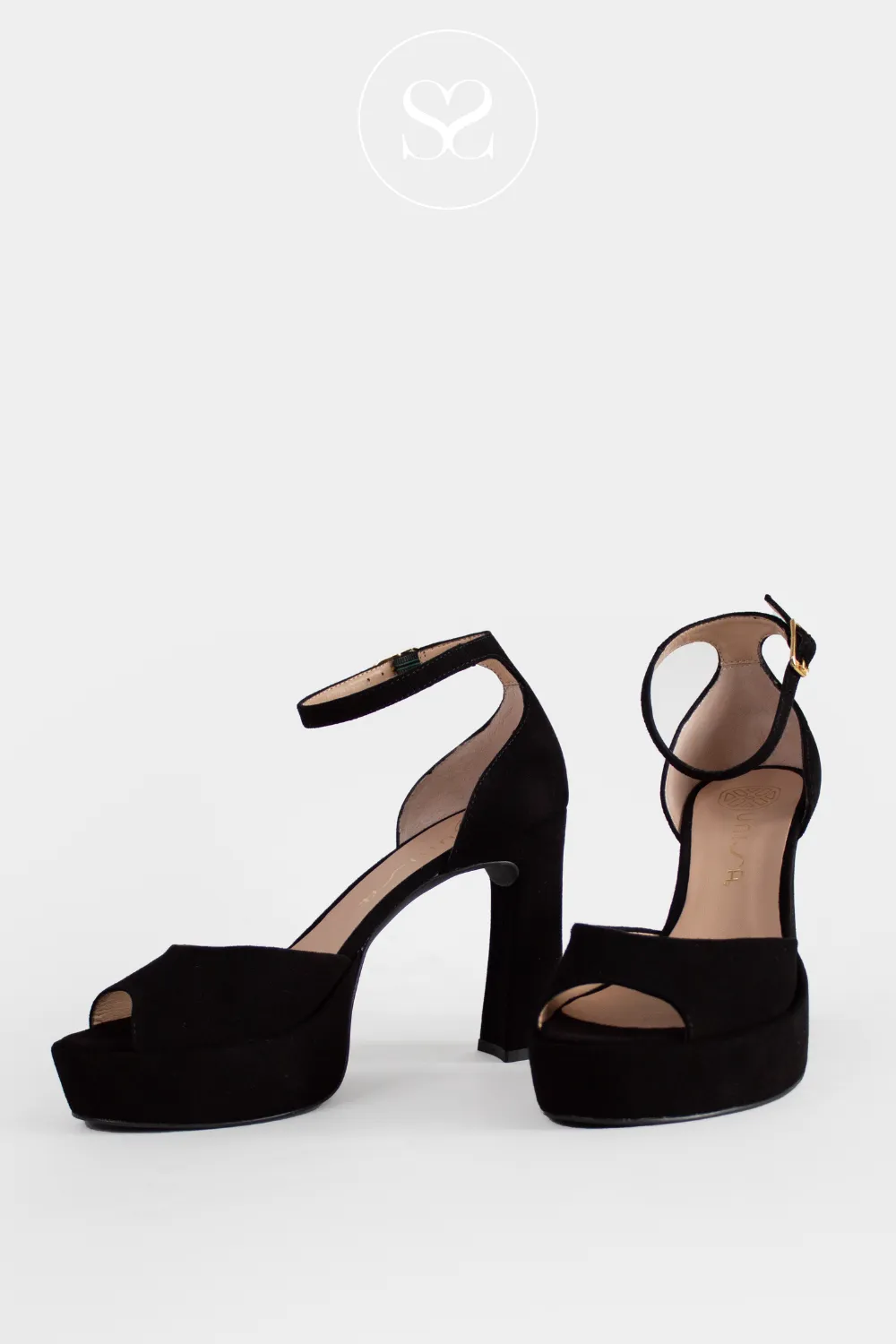 UNISA VEJER BLACK SUEDE PLATFORM SANDALS