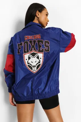 Varsity Print Oversized Windbreaker