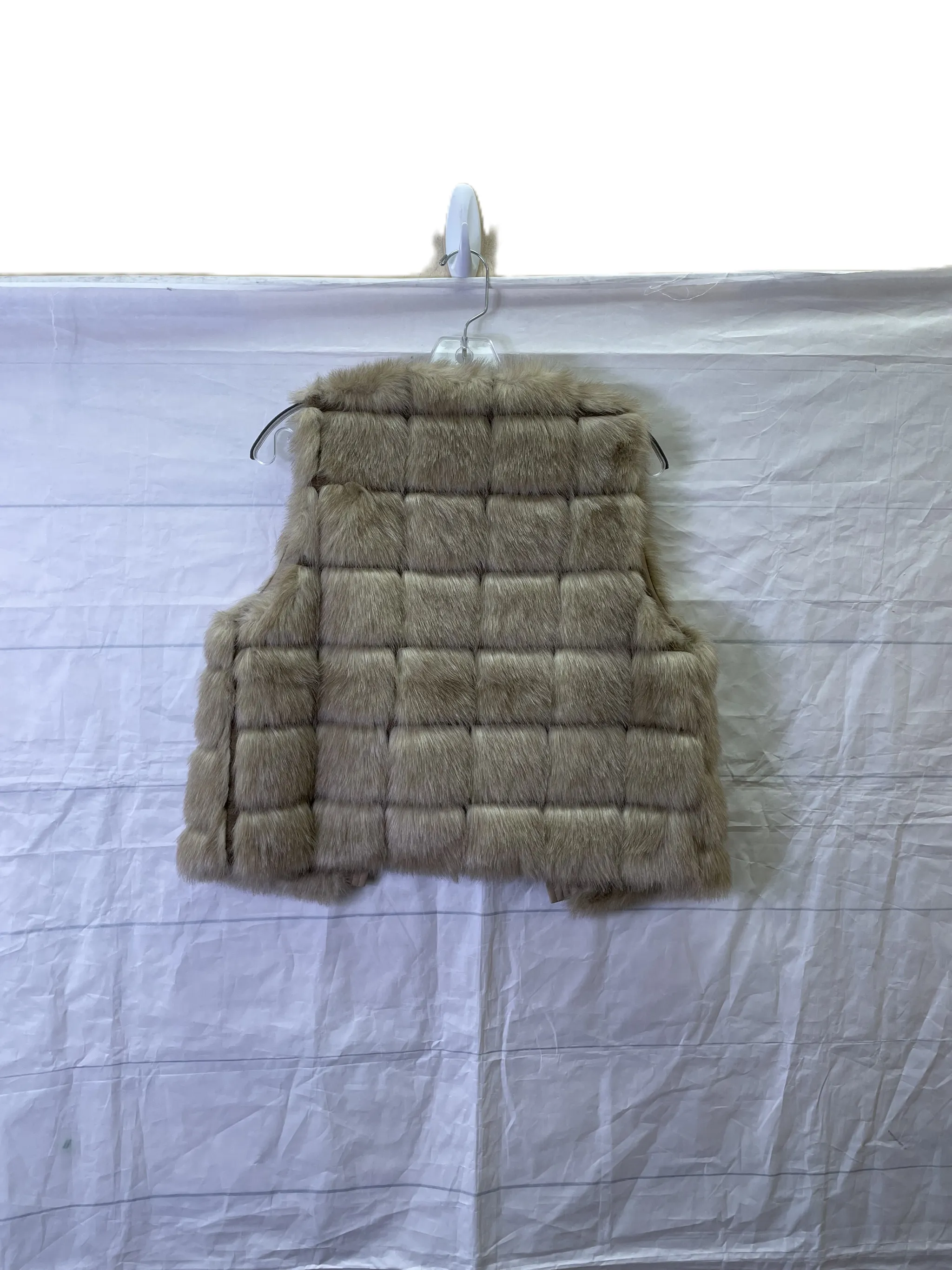 VEST FAUX FUR & SHERPA  CME in TAN, Size: M