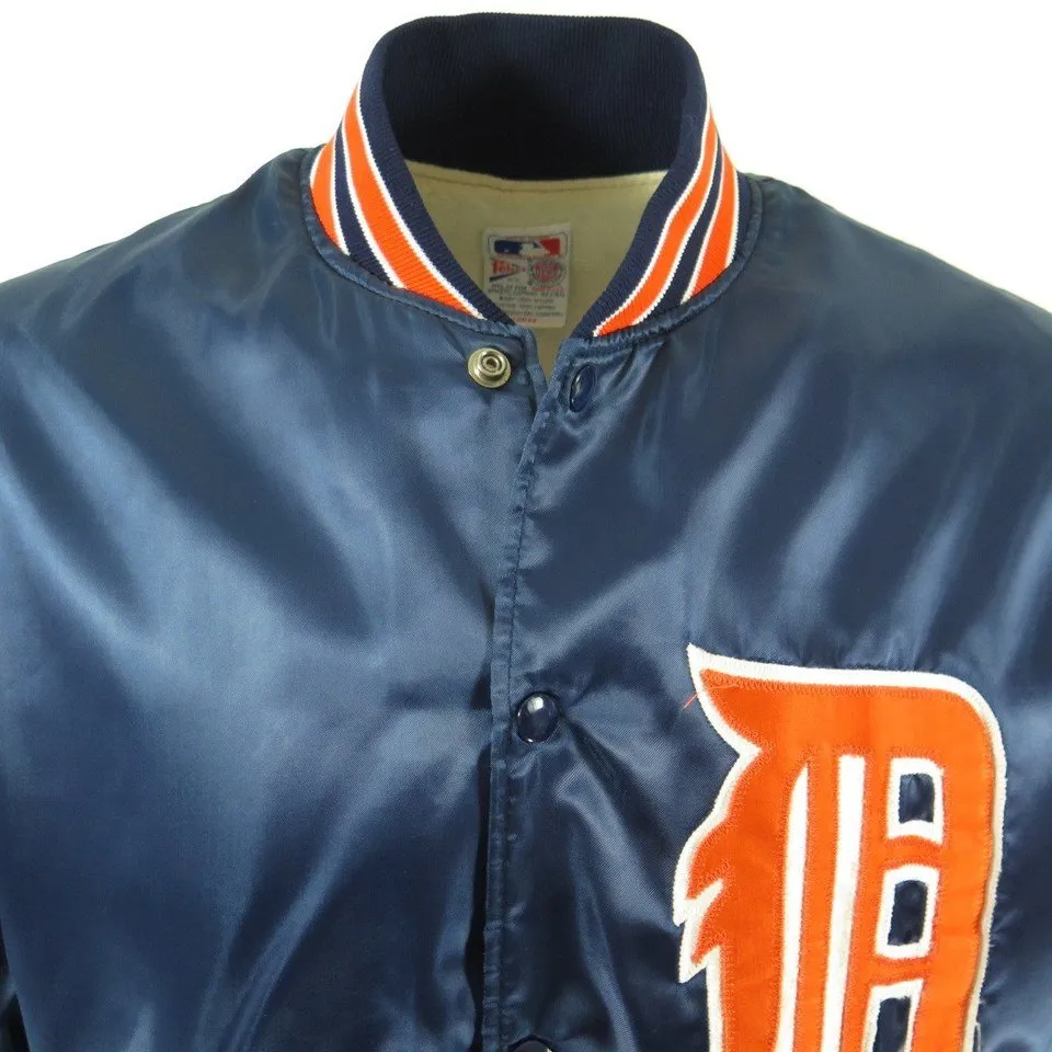 Vintage 70s Detroit Tigers Jacket L Felco Union Made MLB Baseball Satin